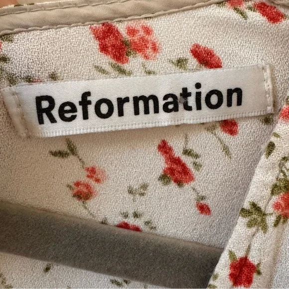 Reformation Marina Ditsy Floral Cream Mini Dress Size 0 - Picture 10 of 12